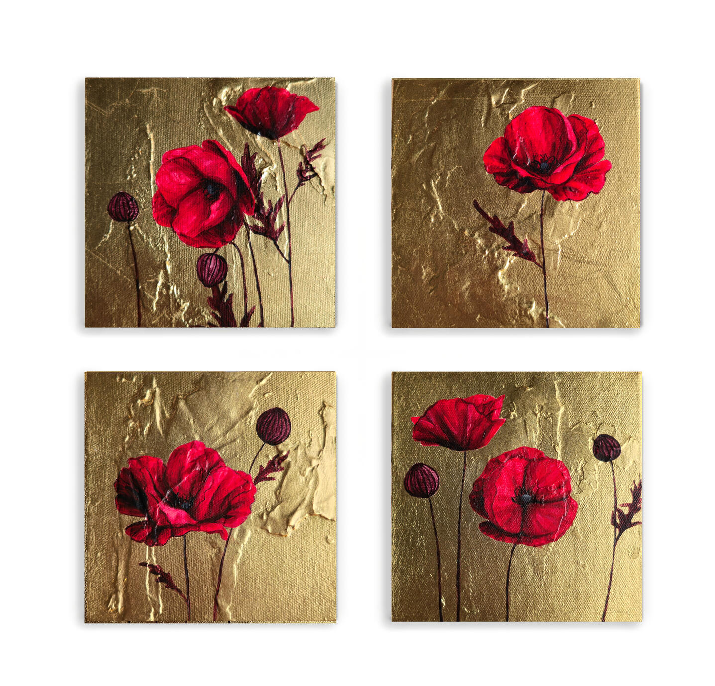 Poppy Posies | 6 x 6 $165 each