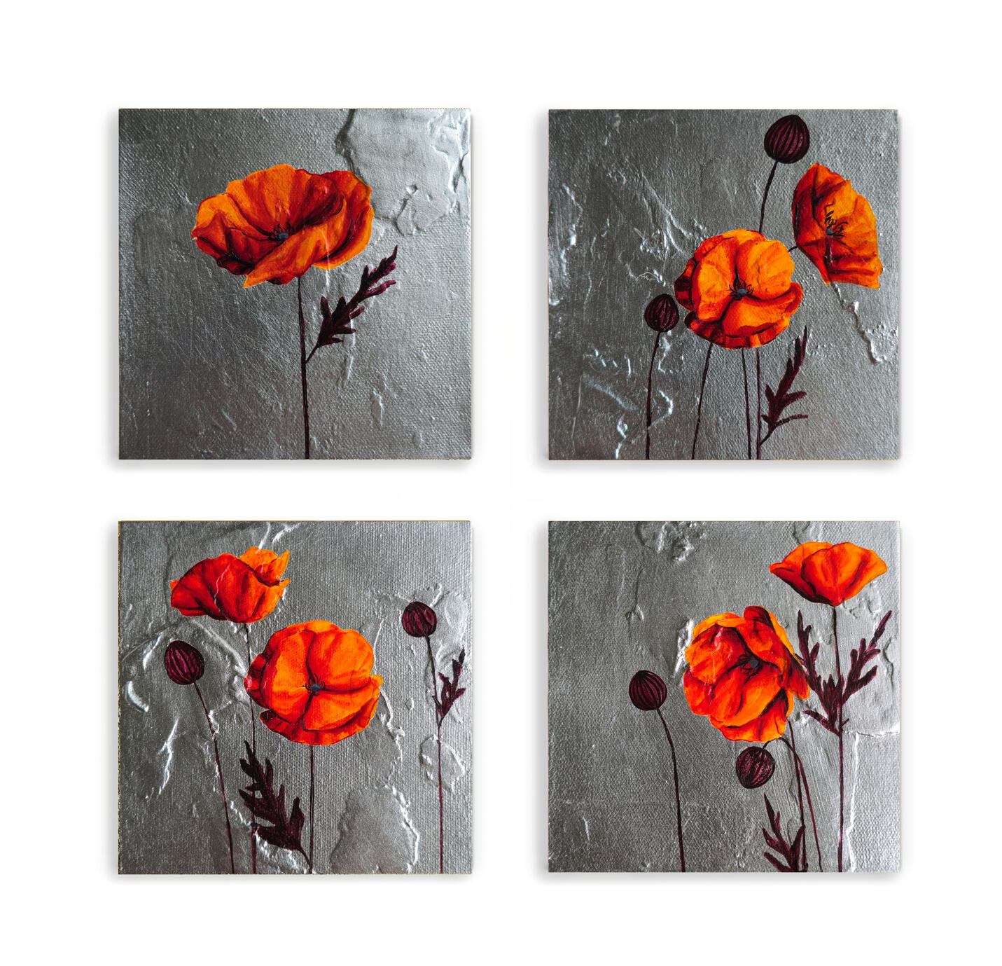 Orange Poppy Posies | 6 x 6 $165 each